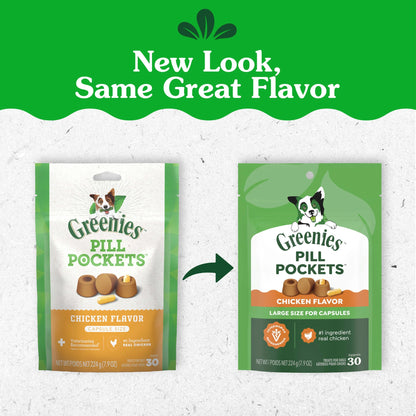 Pill Pockets for Dogs, Capsule Size, Natural Soft Chicken Dog Treats, 30-Pack