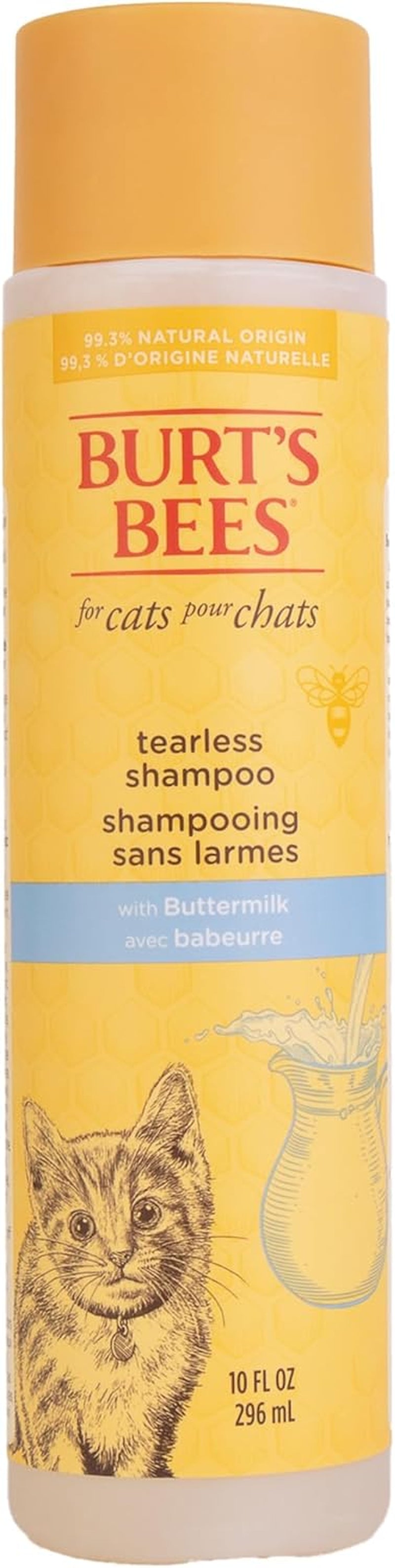Tearless Kitten Shampoo with Buttermilk and Honey, 99% Natural Origin Gentle Cat Shampoo for Sensitive and Itchy Skin, Ph Balanced and Fragrance-Free, 10 Fl Oz