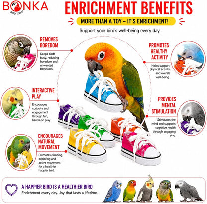 6 Mini Sneakers Colorful Cotton Shredding Parrot Parrotlet Budgie Finch Cockatoo