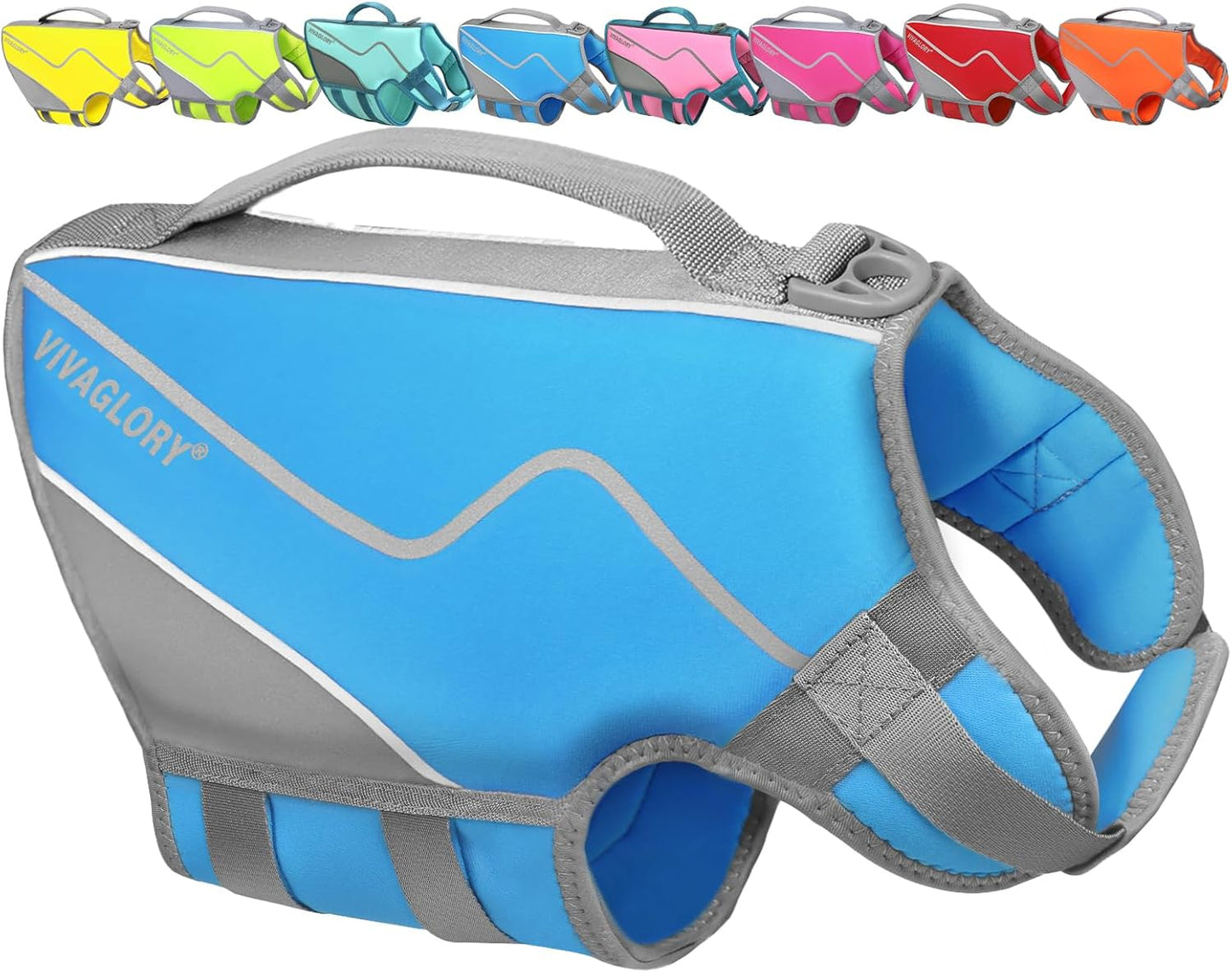 Dog Life Vest Neoprene Dog Swim Vest, XS, Cyra Blue | High Visibility Adjustable for Doggy Cat Puppy, Lifejacket with Leash Ring & Handle for Swimming & Boating