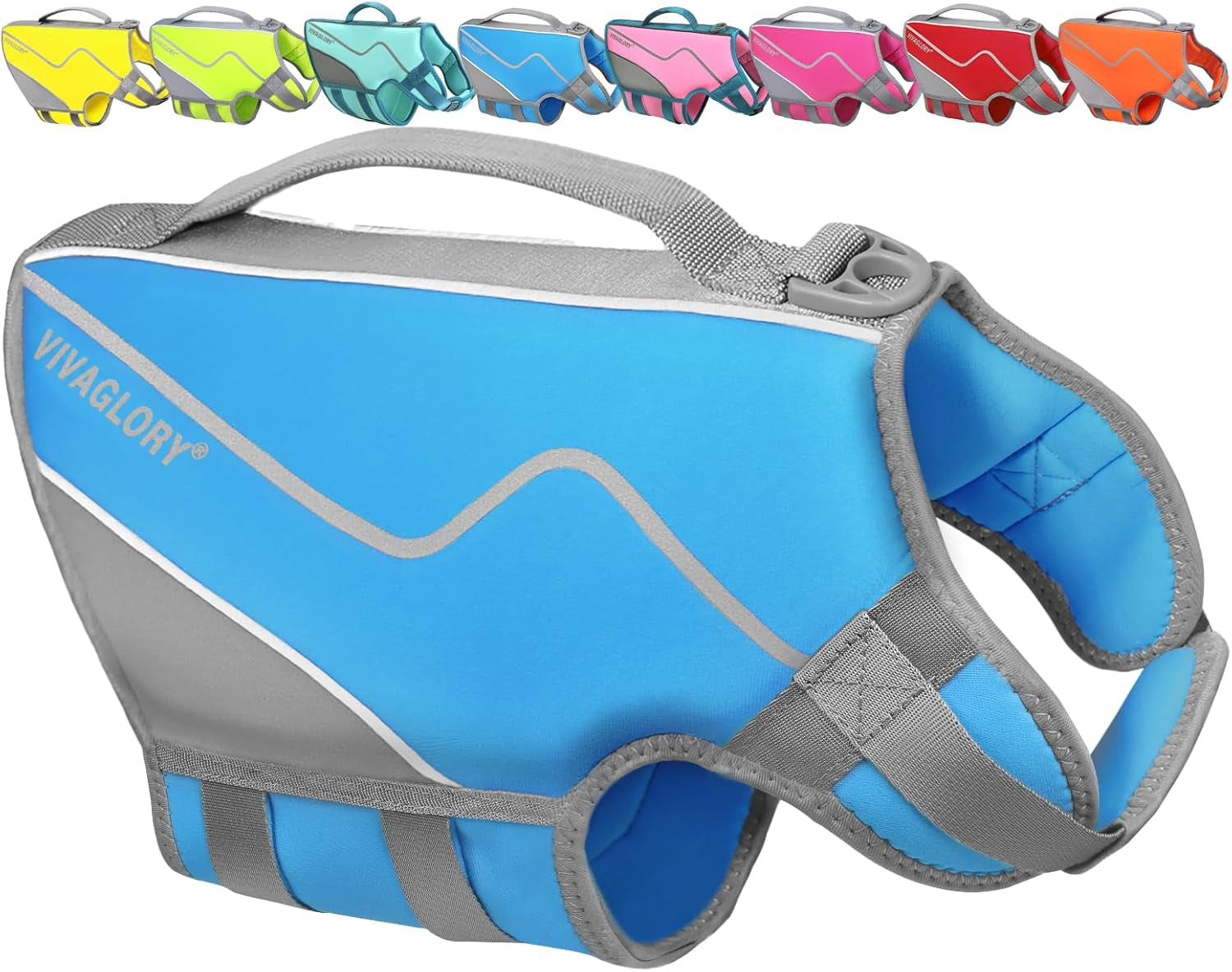 Dog Life Vest Neoprene Dog Swim Vest, XS, Cyra Blue | High Visibility Adjustable for Doggy Cat Puppy, Lifejacket with Leash Ring & Handle for Swimming & Boating