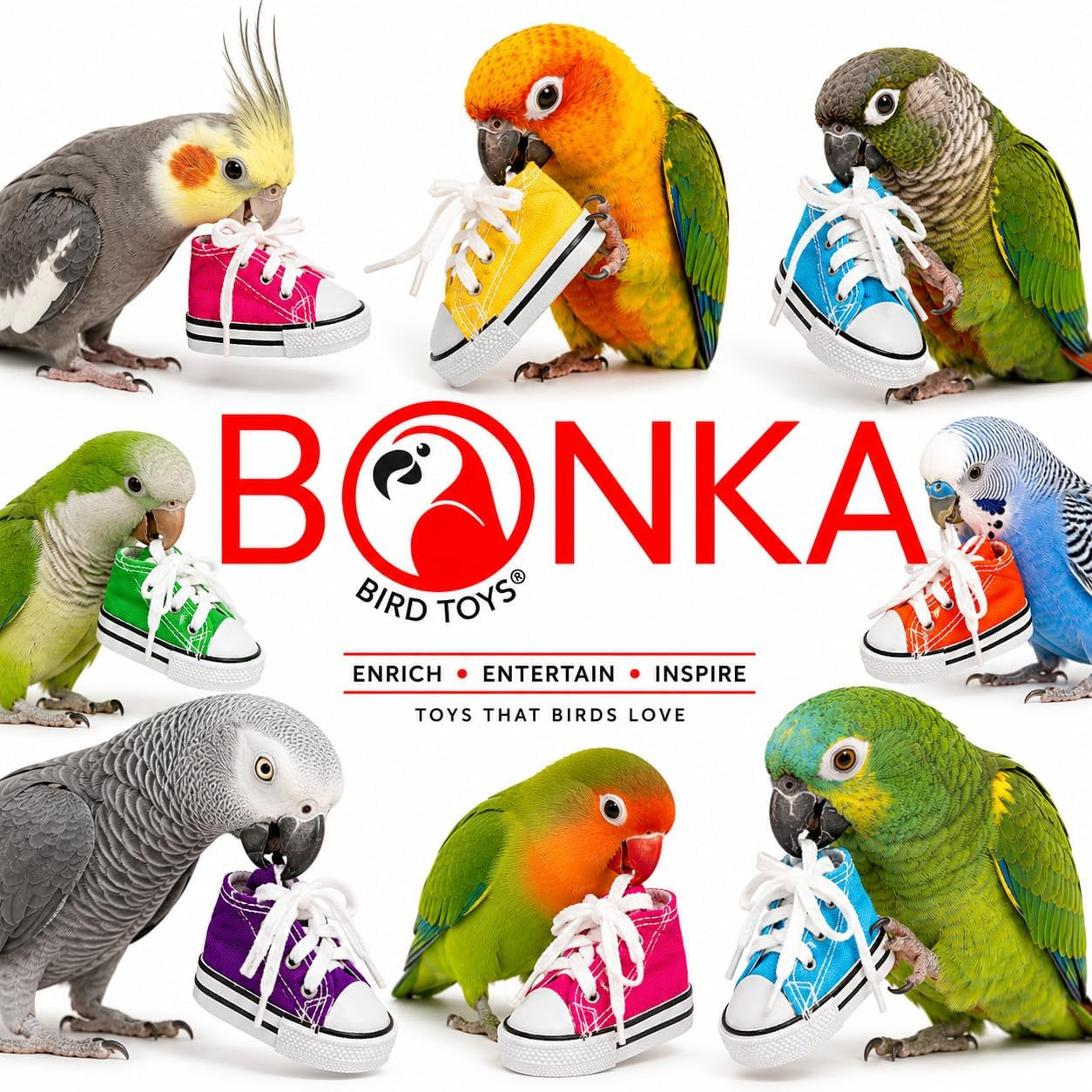 6 Mini Sneakers Colorful Cotton Shredding Parrot Parrotlet Budgie Finch Cockatoo