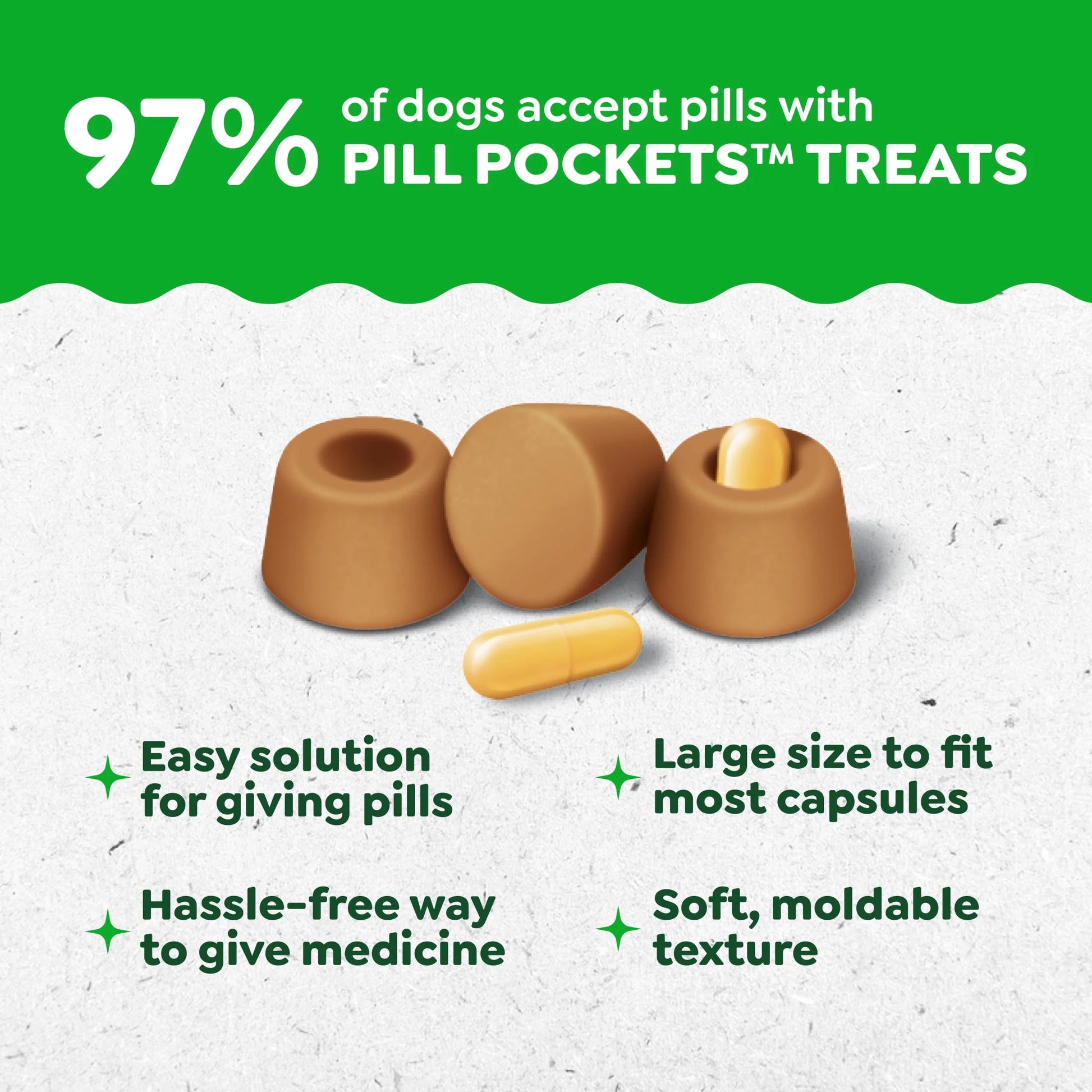 Pill Pockets for Dogs, Capsule Size, Natural Soft Chicken Dog Treats, 30-Pack