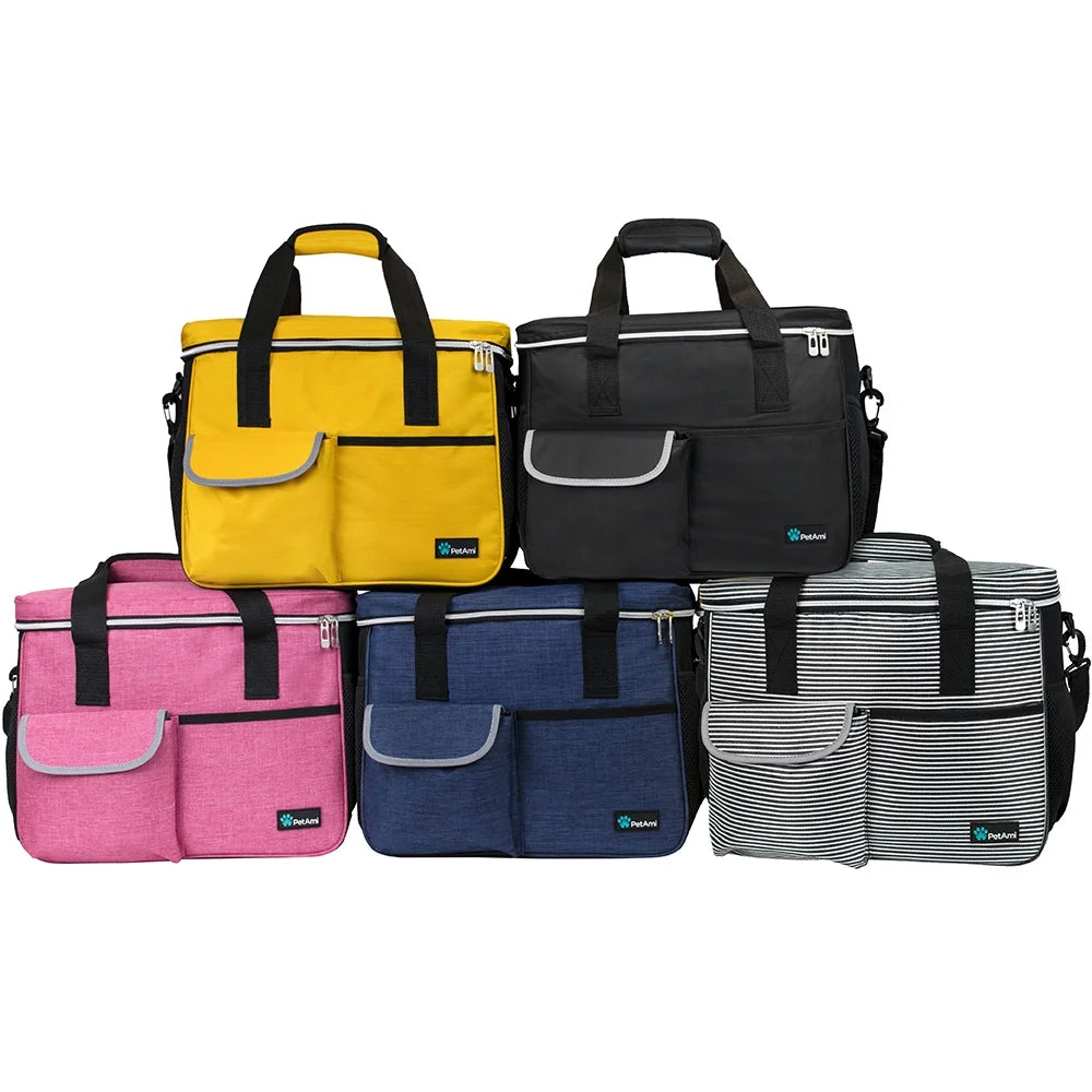 Dog Travel Bag, Travel Pet Bag Organizer, Dog Food Travel Bag with Food Container and Bowls, Dog Travel Supplies Gift Accessories for Weekend Camping, Dog Cat Diaper Bag (Charcoal, Medium)