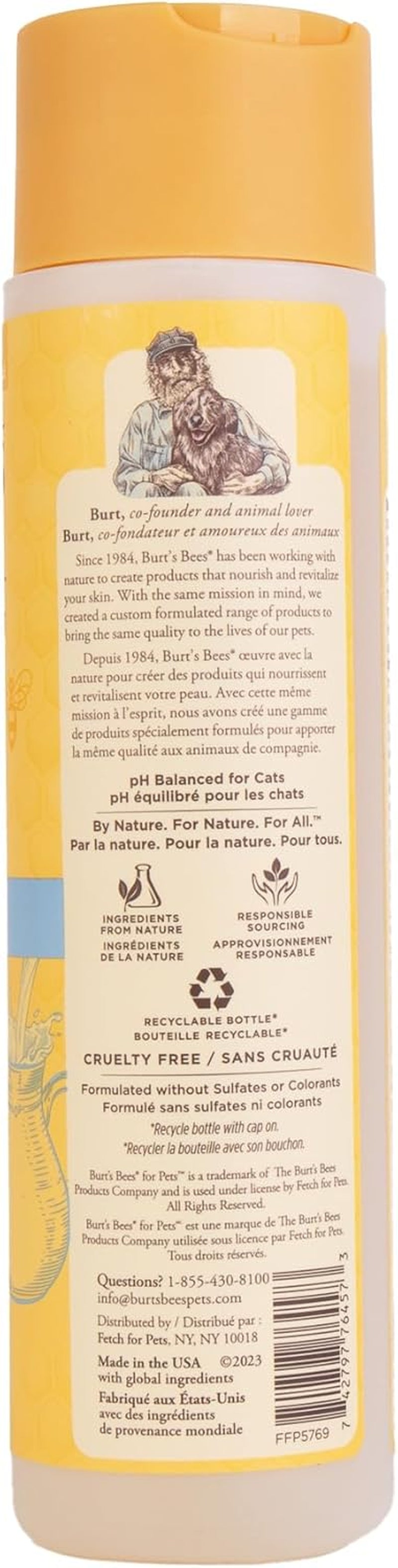 Tearless Kitten Shampoo with Buttermilk and Honey, 99% Natural Origin Gentle Cat Shampoo for Sensitive and Itchy Skin, Ph Balanced and Fragrance-Free, 10 Fl Oz