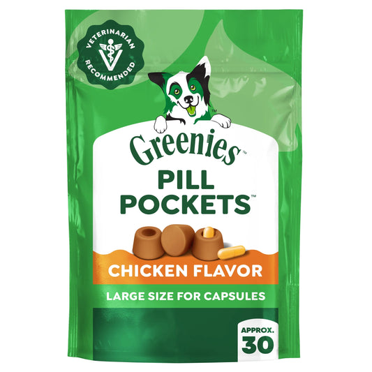 Pill Pockets for Dogs, Capsule Size, Natural Soft Chicken Dog Treats, 30-Pack