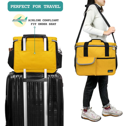 Dog Travel Bag, Travel Pet Bag Organizer, Dog Food Travel Bag with Food Container and Bowls, Dog Travel Supplies Gift Accessories for Weekend Camping, Dog Cat Diaper Bag (Charcoal, Medium)