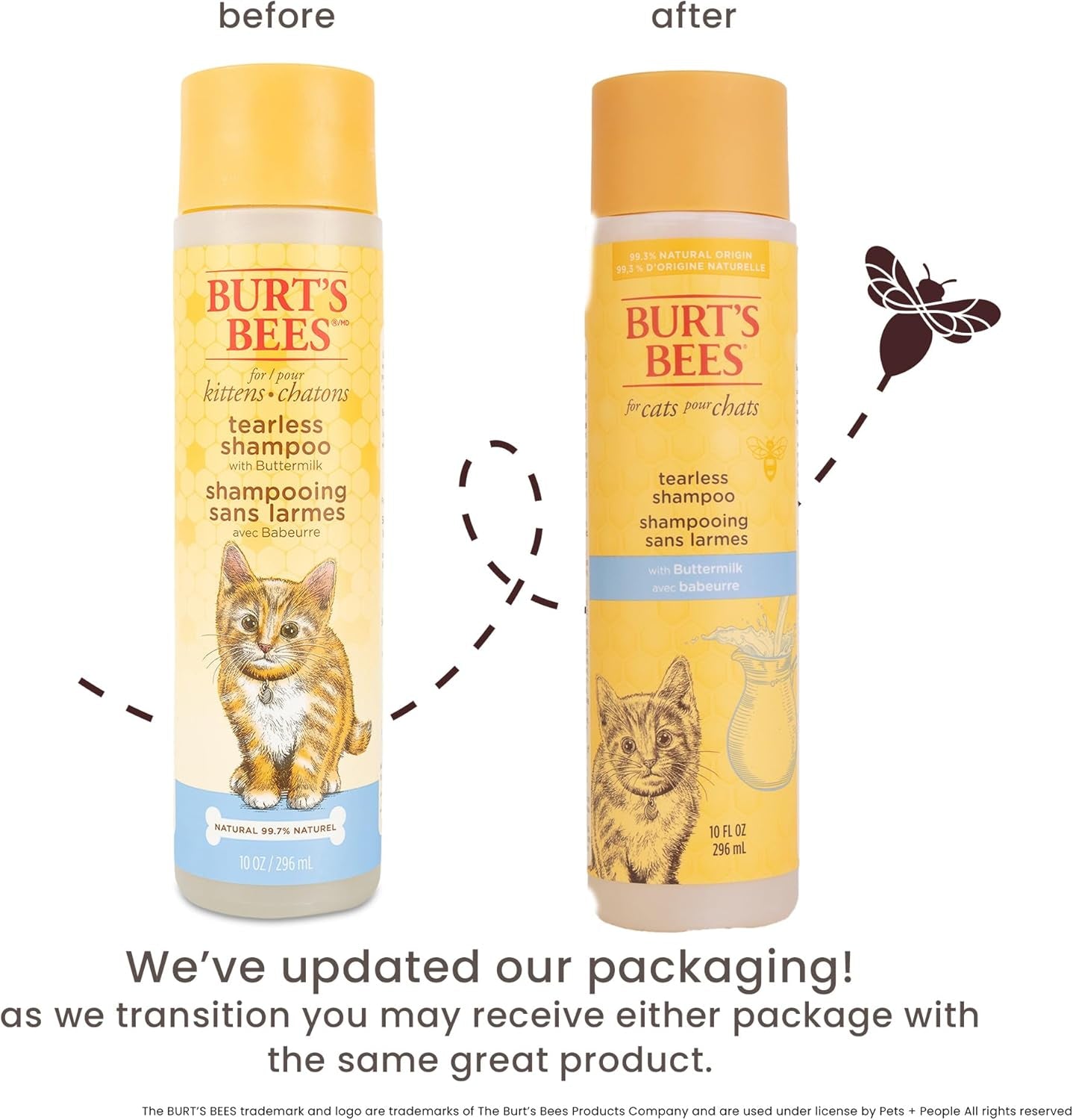 Tearless Kitten Shampoo with Buttermilk and Honey, 99% Natural Origin Gentle Cat Shampoo for Sensitive and Itchy Skin, Ph Balanced and Fragrance-Free, 10 Fl Oz
