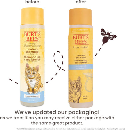 Tearless Kitten Shampoo with Buttermilk and Honey, 99% Natural Origin Gentle Cat Shampoo for Sensitive and Itchy Skin, Ph Balanced and Fragrance-Free, 10 Fl Oz
