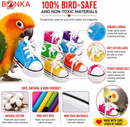 6 Mini Sneakers Colorful Cotton Shredding Parrot Parrotlet Budgie Finch Cockatoo