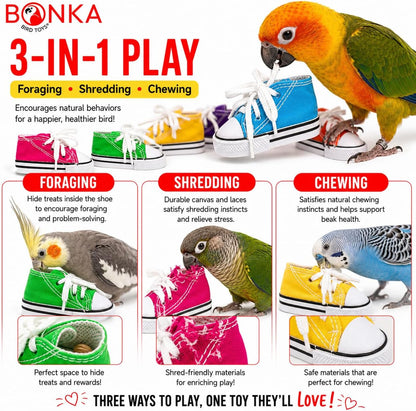 6 Mini Sneakers Colorful Cotton Shredding Parrot Parrotlet Budgie Finch Cockatoo