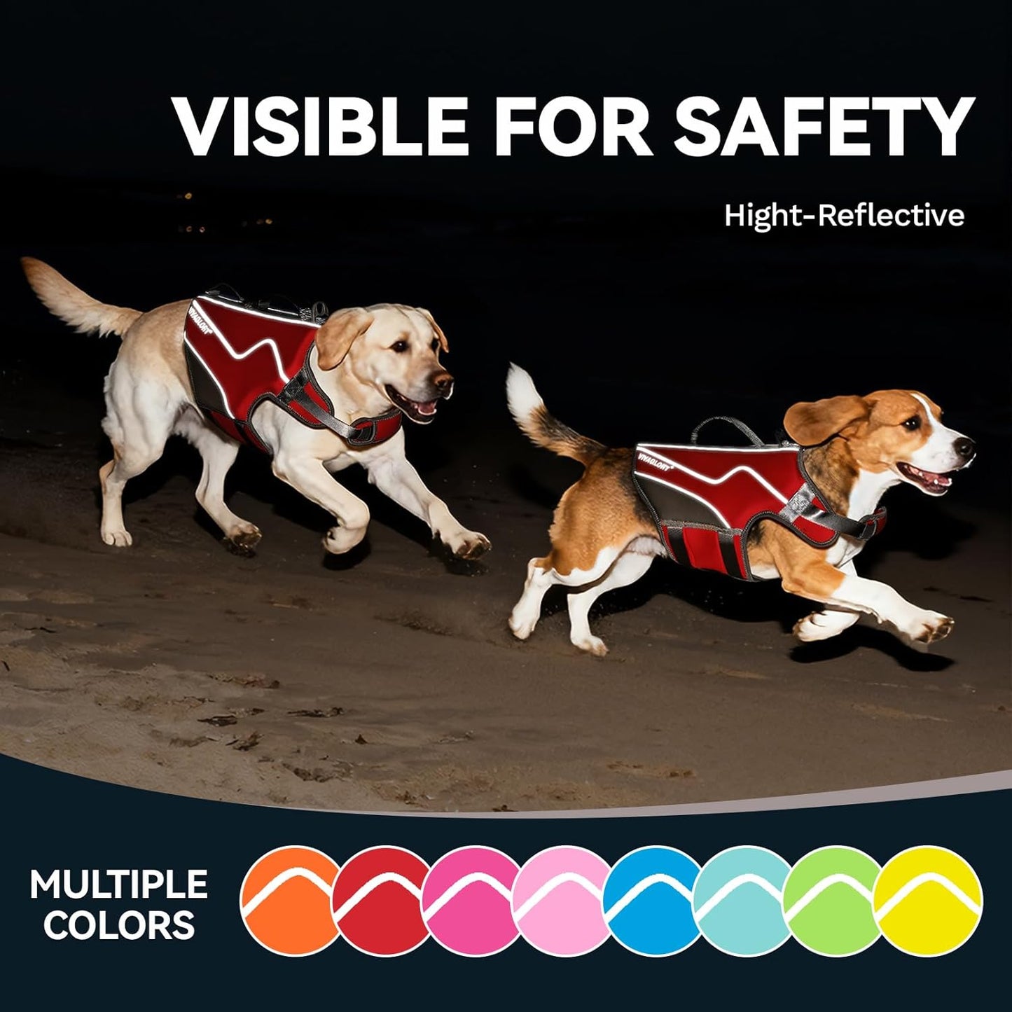 Dog Life Vest Neoprene Dog Swim Vest, M, Red | High Visibility Adjustable for Doggy Cat Puppy, Lifejacket with Leash Ring & Handle for Swimming & Boating